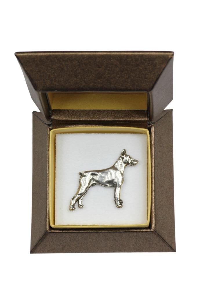 Dobermann, Doberman Pinscher, Dobie - Dog Brooch In a Gift Box, Elegant Pin, Lapel Pin for Art-Dog Brand Jacket