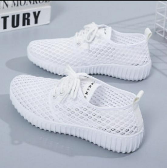 2023 Summer Women's Mesh Sneakers - Korean Style, Low-Top, Black & White