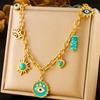 Trendy Rainbow Dopamine Resin Flower Pendant Eye Butterfly Chain Necklace