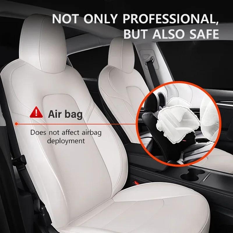 Full Set of Nappa PU Leather Seat Covers for Tesla Model Y Juniper Model 3 Highland 2025 All-weather Protective Cover Car Part