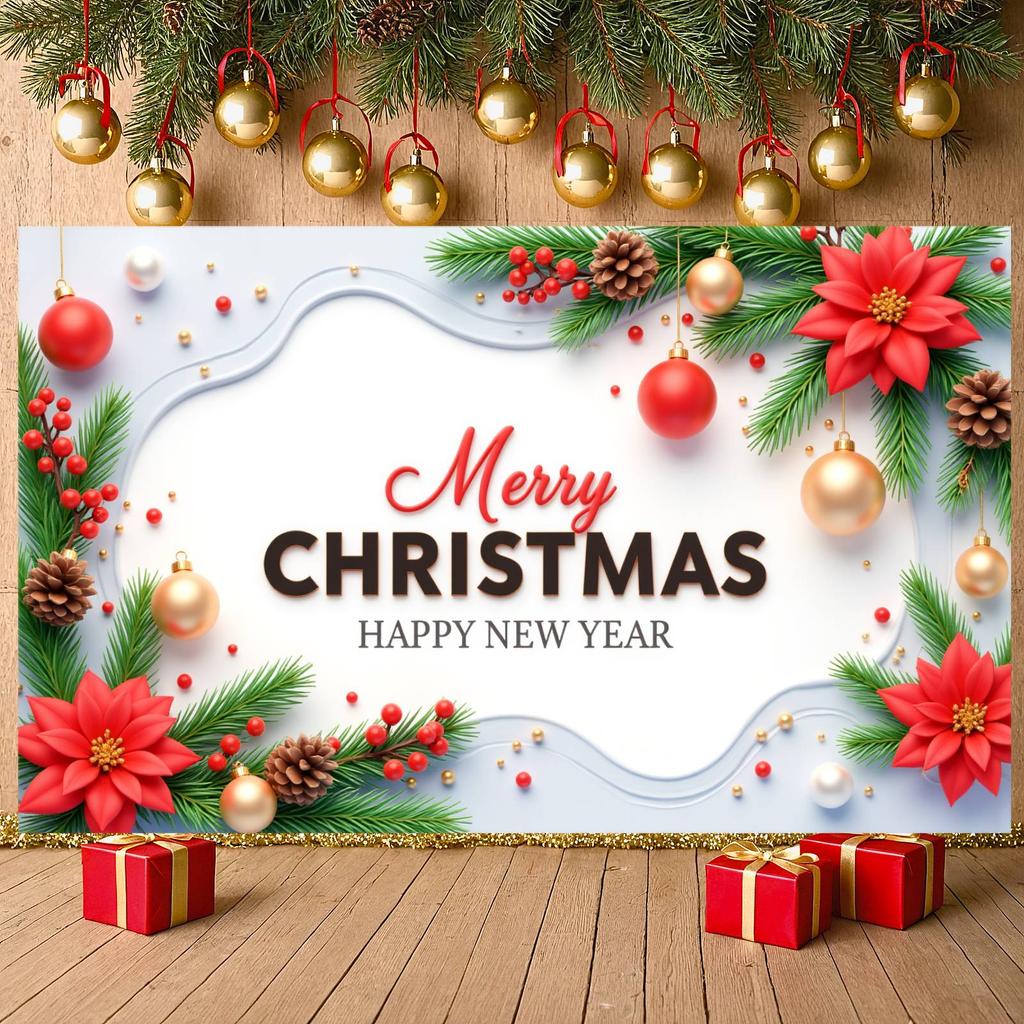 Weihnachts-Hintergrund Rotes Gold Thema Feiertags-Hintergrund Neujahrs-Hintergrund Tannenzweig-Dekor Feiertags-Hintergrund für Familienzusammenkunft