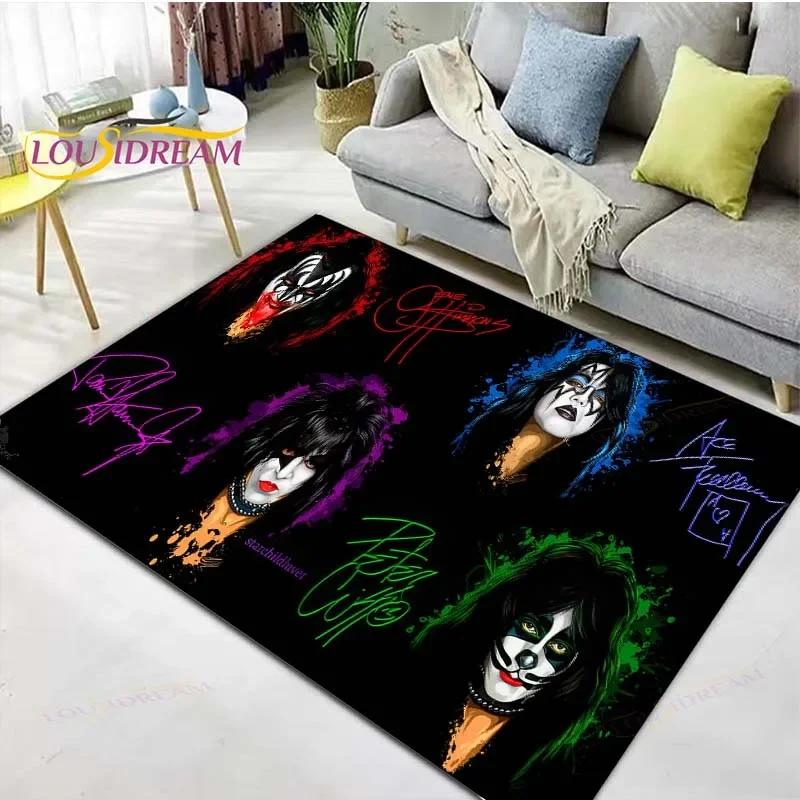 Berühmte Musik Heavy Metal Band KK-Kiss Bedruckte Teppiche Wohnzimmer Anti-Rutsch-Bereichsteppich Kinderzimmer Matten Yogamatte Großer Teppich
