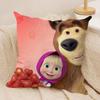 M-Masha And B-Bears Cushion Cover Silky Short Plush Double-Sided Printed Pillow Case For Sofa All Seasons Home Decor Gift