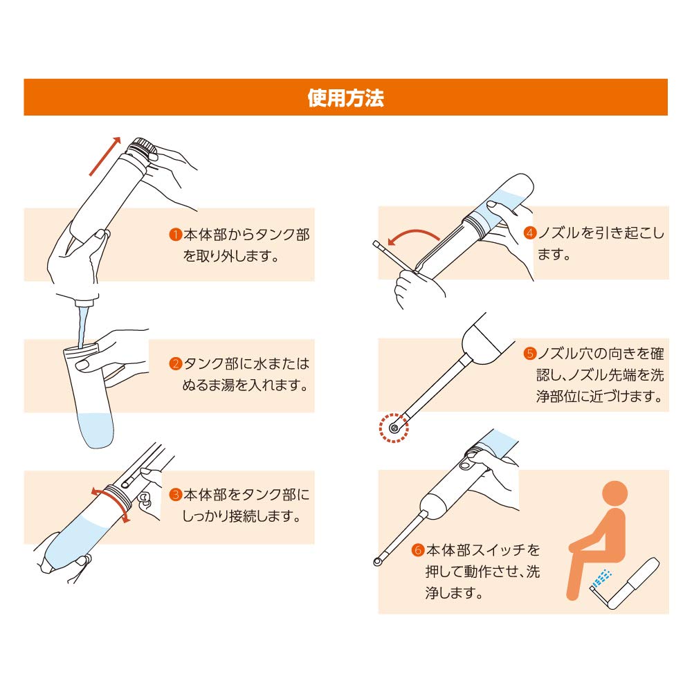 Miyoshi Traveler Senka Electric Travel Toilet Shower White - MBK-TW02/WH MBK-TW02/WH