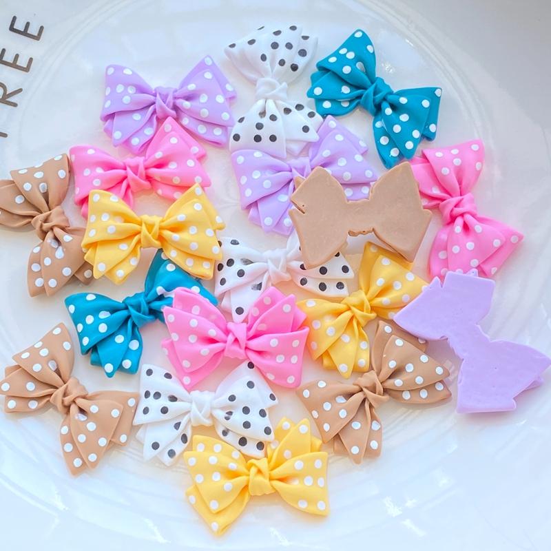 12Pcs/Lot New Mini Cute Mixed Cartoon Bow Flatback Resin Kawaii Scrapbooking Embellishments Diy Accessories