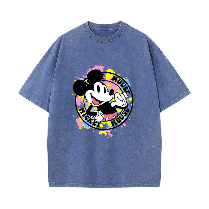 XH+99 MINISO 2026 Summer Vintage Wash Printed Pure Cotton Shoulder Style Men's and Women's Round Neck Short Sleeved Couple T-shirt