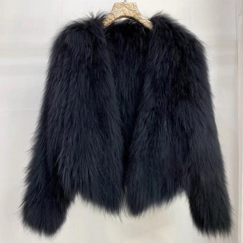 Womens Faux Fur V-Neck Short Coat In Chic Tweed Style Thick Warm Winter Outerwear Office Casual Wear