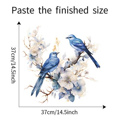 Painted Branches Flower Birds Bedroom Living Room Porch Home Background Decoration Beautify Wall Sticker Self-Adhesive
