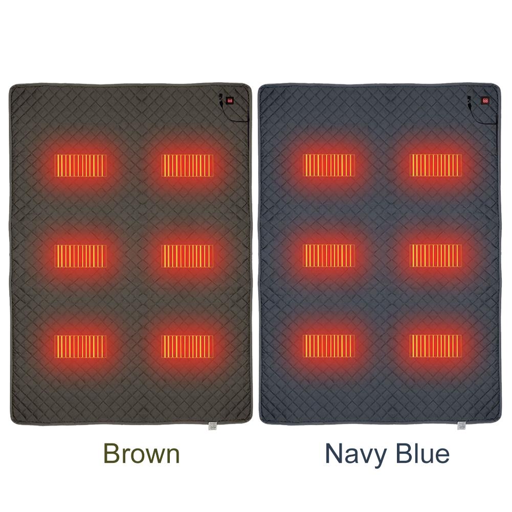 70x59 Inch Camping Tent Heated Sleeping Bag Mat Outdoor USB Electric Blanket 6 Heating Zones Heater Cushion for Winter Travel