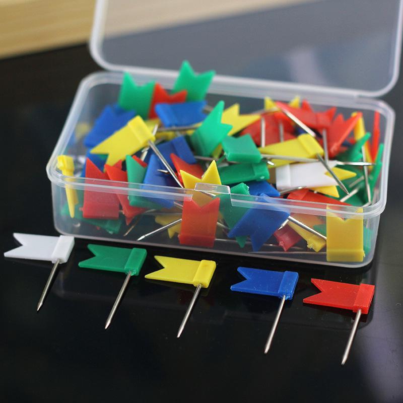 100-Piece Set of Small Red Map Pins for Soft Boards