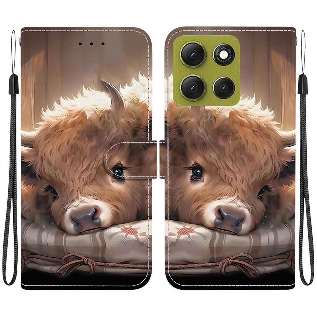 Handmade PU Leather Flip Case for Motorola Moto G86 Anti-Slip Shockproof Cover with Wrist Strap & Heart/Rose Cat Designs