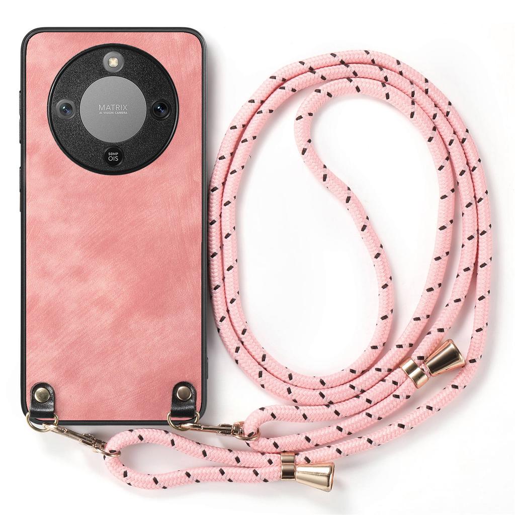 Phone Case For Honor Magic8 Lite 5G / X9d 5G / X70 5G Retro Leather Back Cover with Adjustable Strap