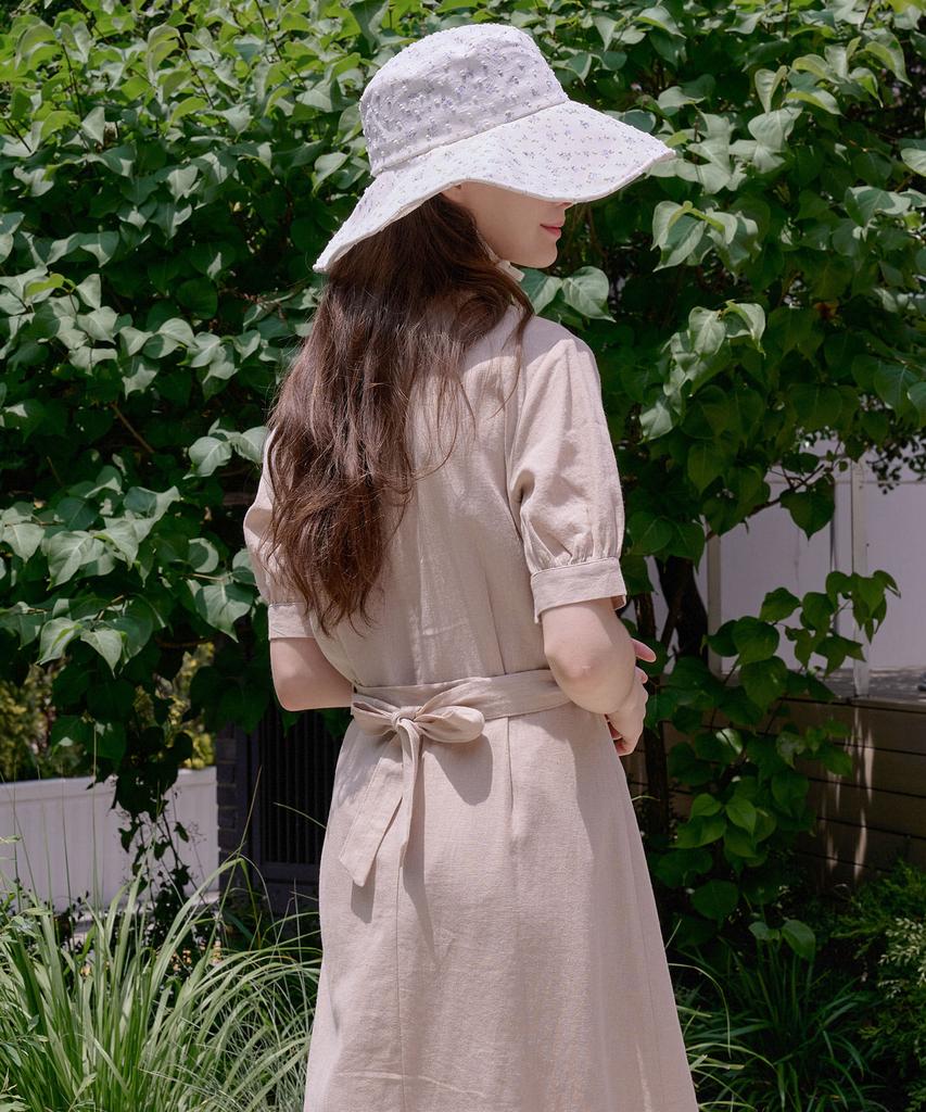 Bye Bye Seop Linen Puff Long Dress Beige [T42]