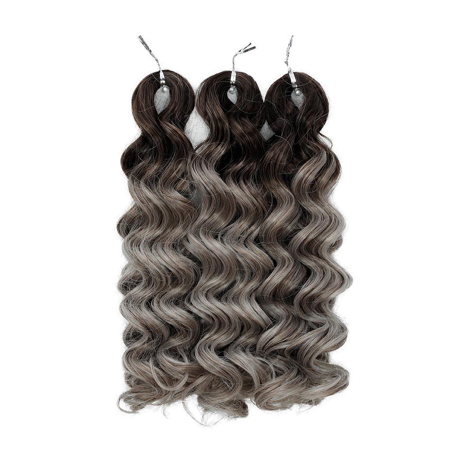 12 Inch Ombre Brown Body Wave Synthetic Braiding Hair 3 Pack Crochet Extensions For Daily Wear