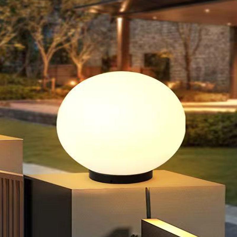 Waterproof Outdoor Solar Post Lights - White Round Moon Ball for Garden, Courtyard, Gate, and Fence Pillars