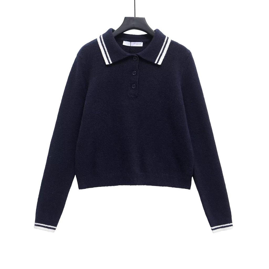 2024 Autumn/Winter Women's Fashion: European & American Style Polo Collar Knitted Sweater