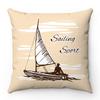 Cartoon Summer Sail Pattern Digital Printing Short Plush Pillow Covers for Car Sofa Office Cushion Cover Home Goods 60x60cm