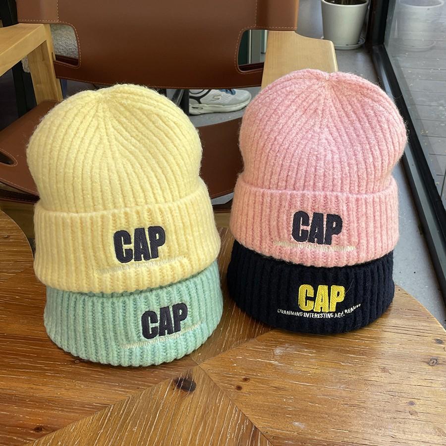 Autumn and Winter New Style Knitted Woolen Hat for Women Alphabet Versatile Couple Pullover Hat  Hip Hop Trendy Warm and Cold Hat for Men