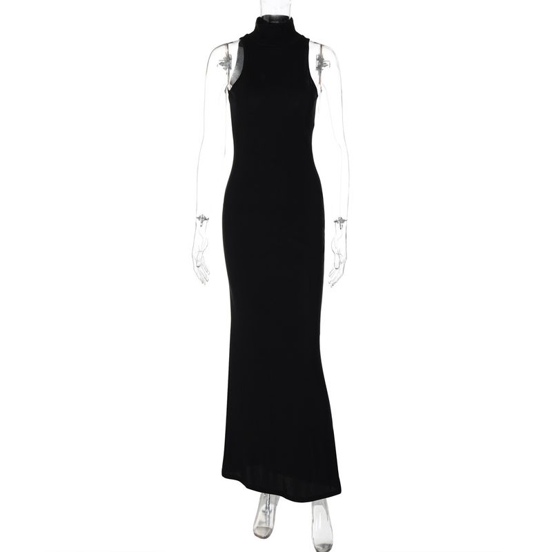 

Half High Neck Sleeveless Dress Black S