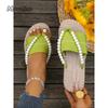 Women's Slippers Summer 2025 Soft Sole Outwear Beach Slippers Flat Bottom Pearl String Flip Flops Size43 Pantuflas Mujer