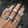 17KM Gothic Punk Steampunk Heart Butterfly Skull Ring Sets Party Jewelry 2021