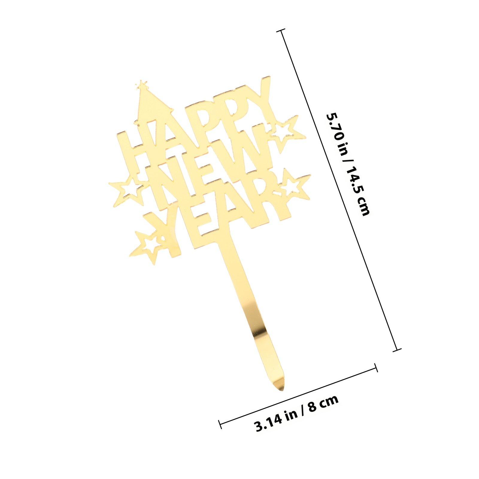 10Pcs New Year Cake Picks Food Safe Cake Inserts Party Cupcake Decoration Reusable Dessert Toppers for Happy New Year