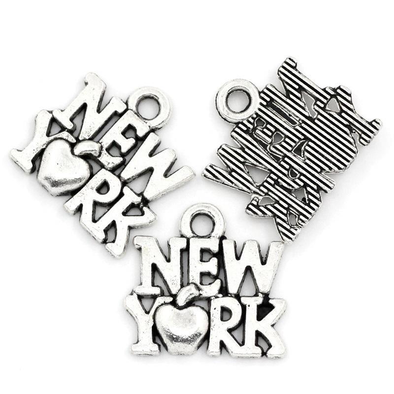 New York Charm//Pendant Tibetan Antique Silver 15mm 10 Charms Accessory Crafts