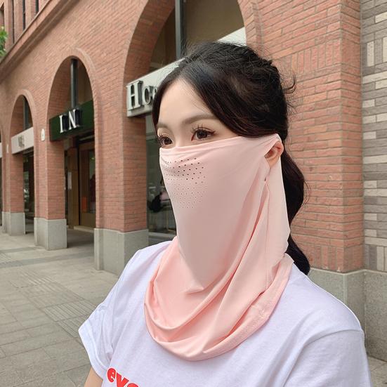Sun Protection Guard Quick-Drying Fabric Ice Silk Face Guard with Breathable Mesh Elastic Earhook Cooling Fabric Extended Neck Gaiter Face Guard