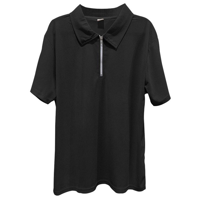 Completo estivo da uomo tinta unita con risvolto, manica corta, cerniera, pantaloni