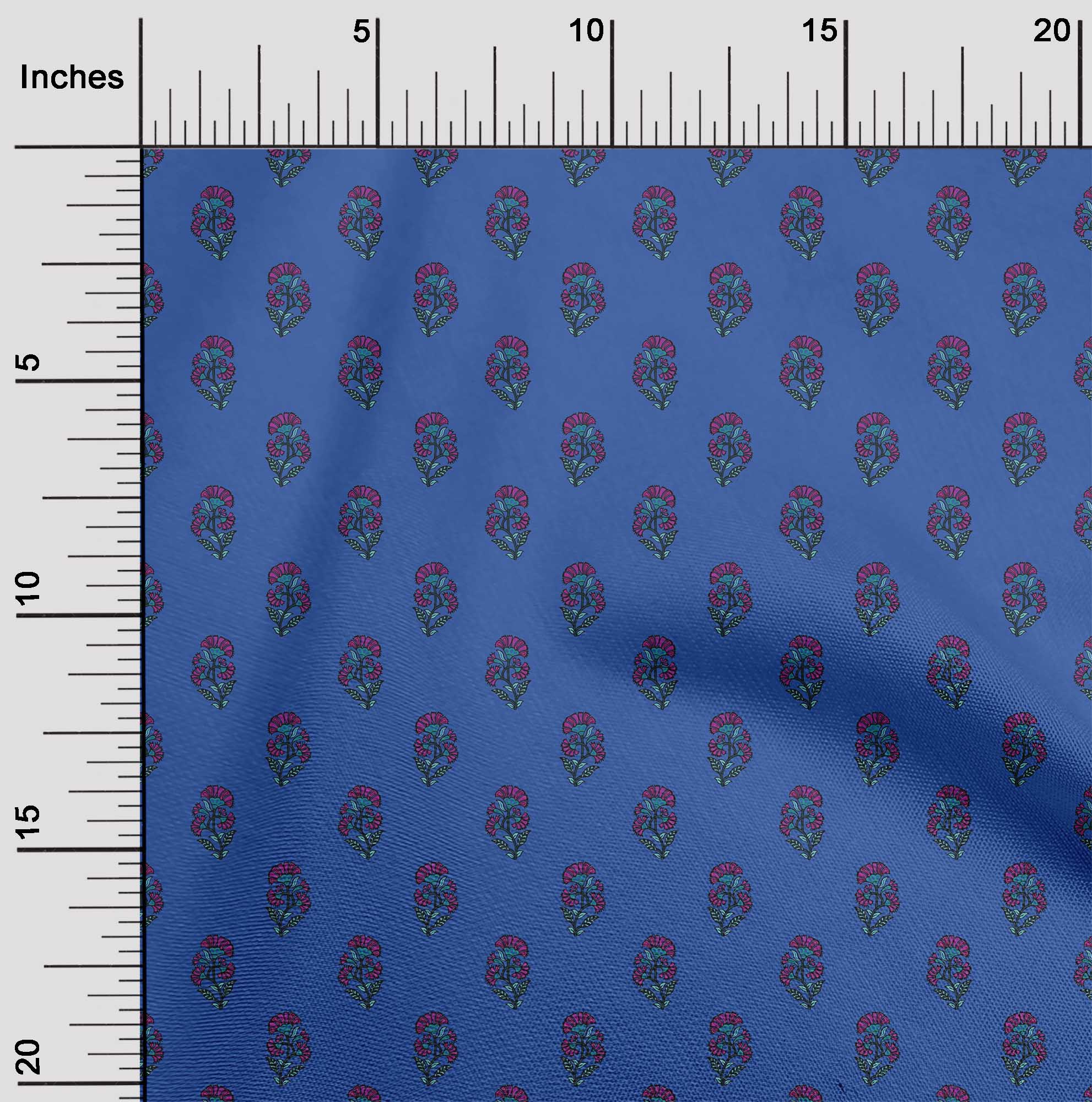 

oneOone Cotton Flex Gray Fabric Floral Block Craft Project Decor Fabric Printed By The Yard 40 Inches 42 Inch Wide - Viscose Chiffon синій