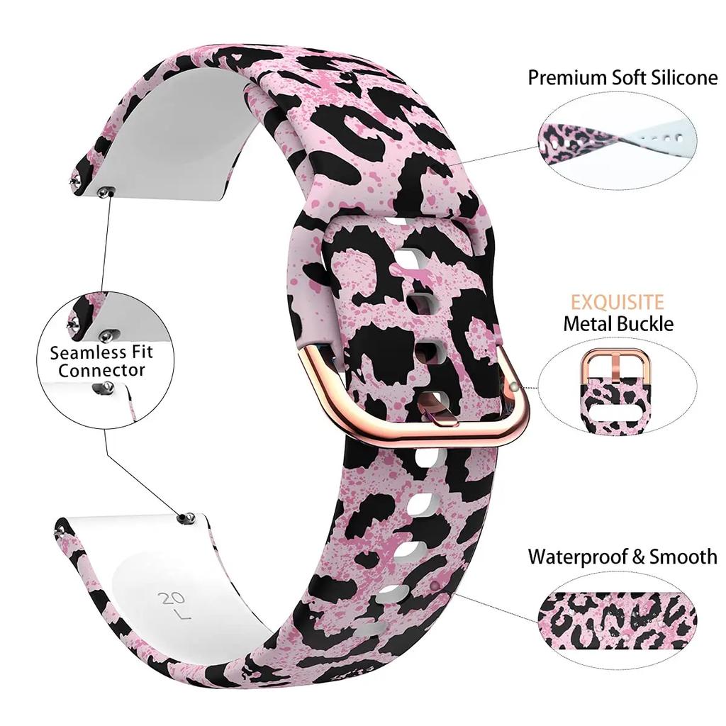 22mm 20MM Watch Strap for Samsung Galaxy Watch 6 5 pro/4/Classic Silicone Sport Bracelet for Amazfit GTR-GTS 4-3-2e Printed Band