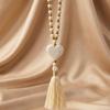 Artistic Retro Inspired Statement Necklace Sweater Chain Jewelry With Imitation Turquoise And Wood Bead Accent