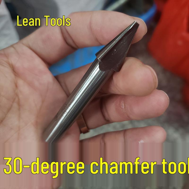 Hongfeng 30° Three-Flute High-Speed Steel Chamfering Cutter, Single-Sided 15° Trimming and Hole Enlarging Tool with Straight Shank