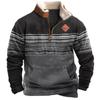 Herren Retro Western Ethno Stil Reißverschluss Stehkragen Sweatshirt