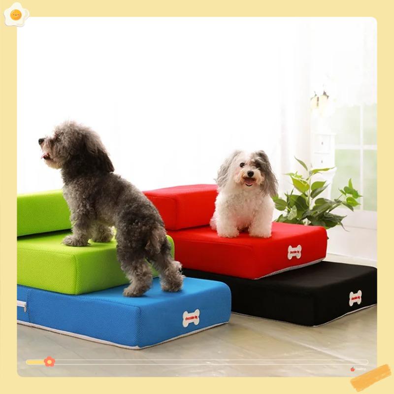 Cute Home Cat Pet Bed,Dog Stairs Ladder, Foldable Dog Ramp,Pet Mat Mesh Breathable Pet Steps,2-steps With Detachable Soft Cover