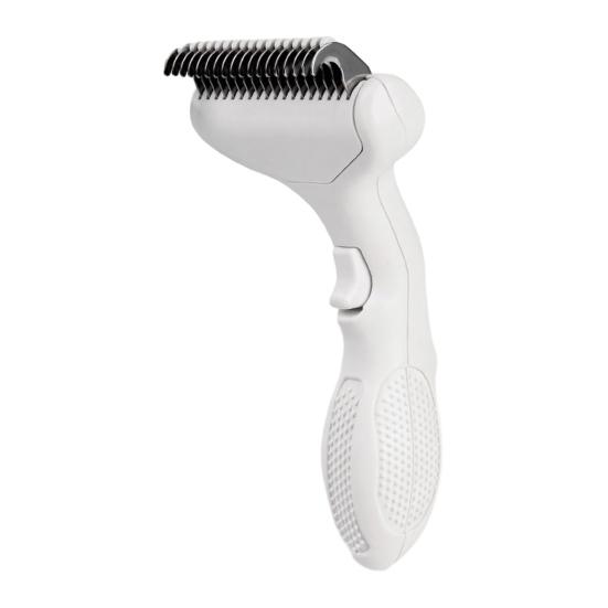 Pet Dematting Comb Dogs Undercoat Rake Deshedding Tool with Curved белый