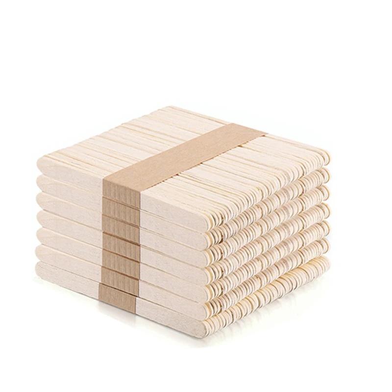 100Pcs Natural Wooden Ice Cream Popsicle Sticks Wood Stick Ice Cream Spoon Hand Art Ice Cream Ice Cube Lollipop Cake Tools 93Mm