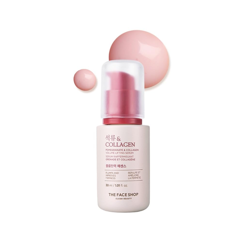 The Face Shop Sérum Facial Volumen Lifting de Colágeno y Granada | Con 10% de Colágeno Marino y Ácido Hialurónico para Firmeza, Cuidado de Arrugas e Hidratación Intensa