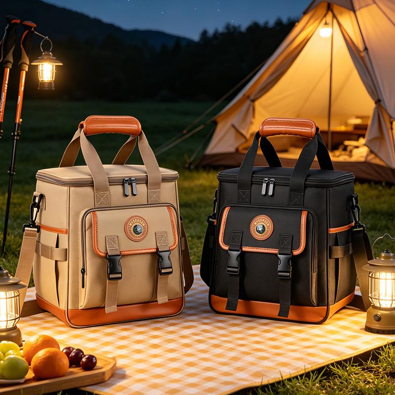 Large Capacity Insulated Outdoor Picnic Crossbody Travel Bag for Camping & Food Storage