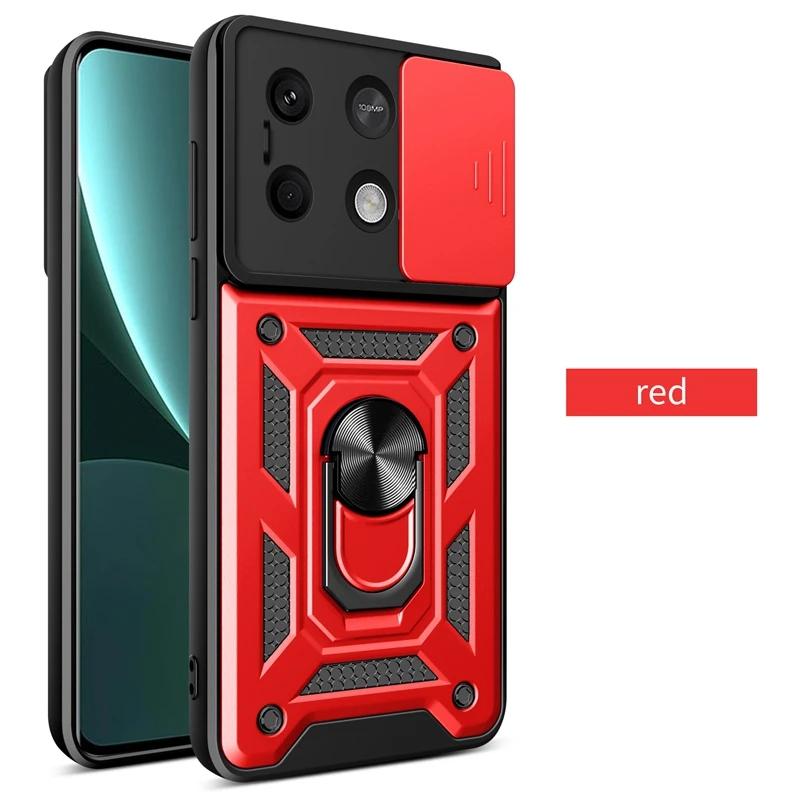 Armor Case For Xiaomi Poco F6 X6 M6 Pro M5 F5 X5 GT C65 C40 4G 5G Cover Lens Protection With Ring Magnetic Holder Coque Fundas