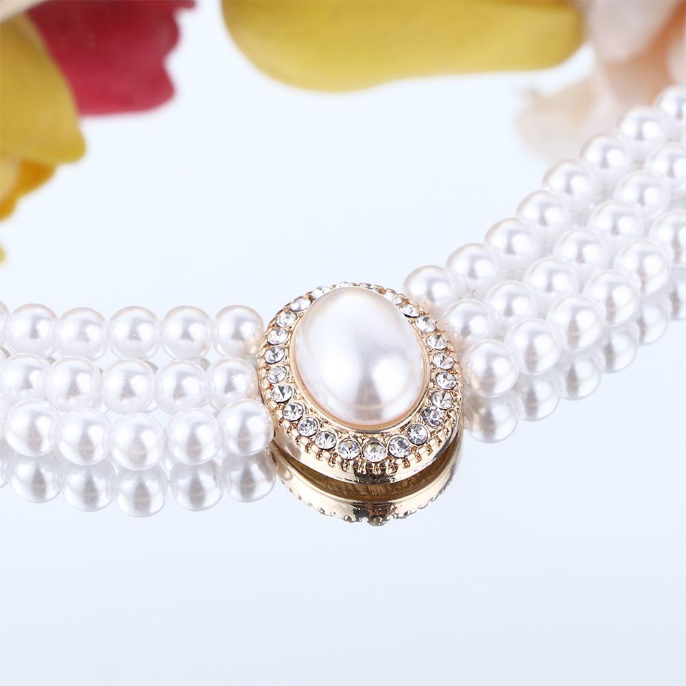 Pearl Triple Layer Hepburnesque Jewelry Accessories Korean Style Choker Women Necklace Rhinestones