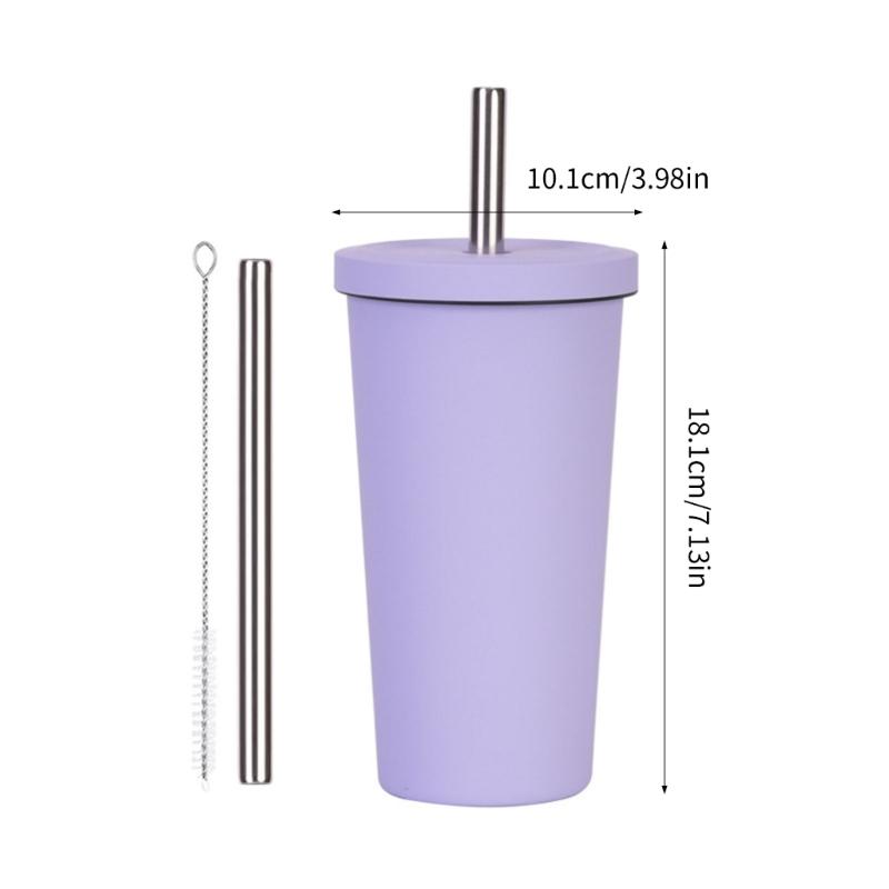 316L Stainless Steel Vacuum Insulated Tumblers With Leak Proof Straw Lid For Office Outdoor Travel Ergonomic Grip Cup