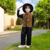 Stand Collar Boys' Vest Set: Pan Buckle Hanfu Jacquard Tang Suit Style
