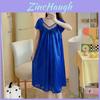 Summer Ice Silk Loose Sleep Dress For Women With Uneck And Short Sleeves