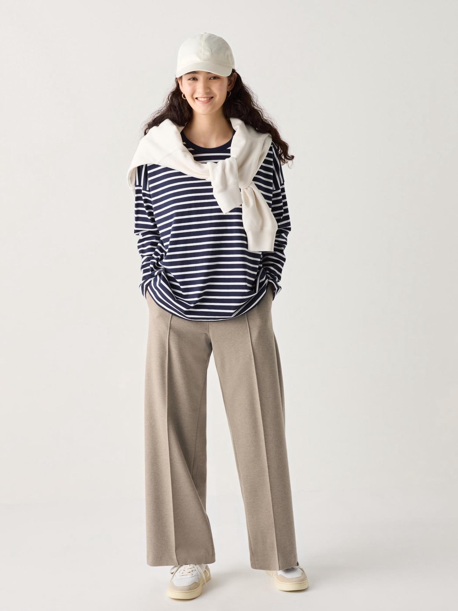 

Широкие брюки Uniqlo из матового джерси 32 BEIGE/XXL