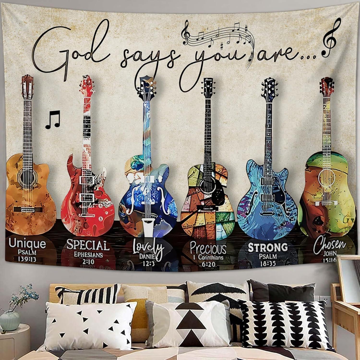 Yowecso Tapestry Music Guitar Rock Wall 75x100