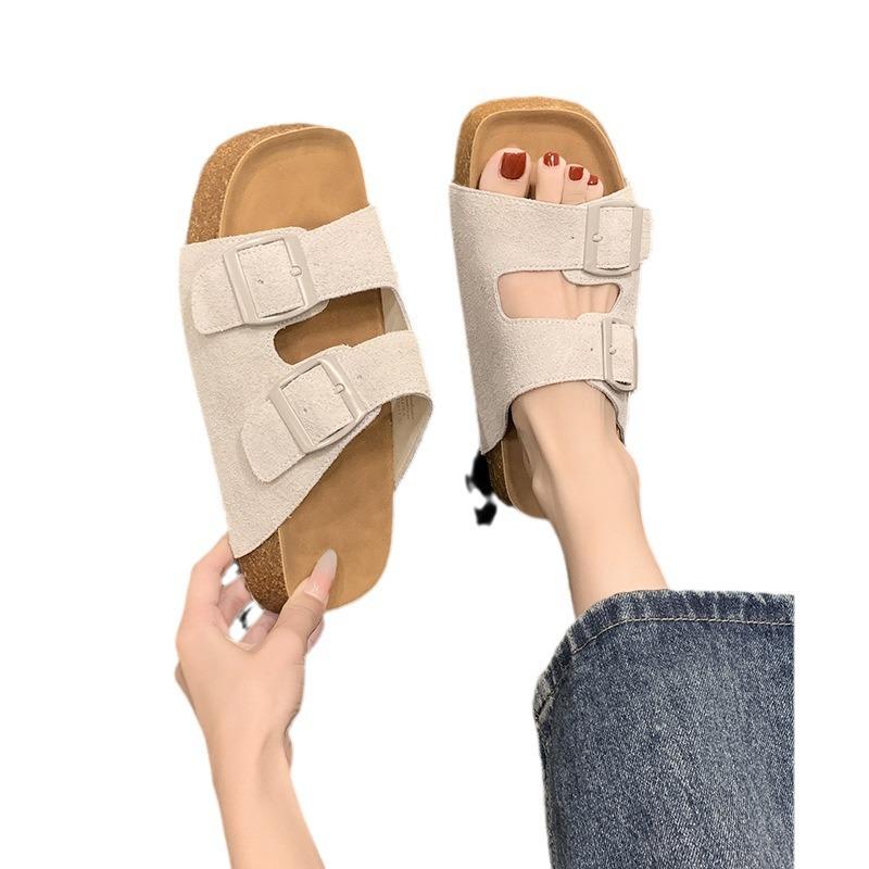 Silver burst pattern platform slippers cork buckle fashion shoes cool slippers summer wear beach shoes