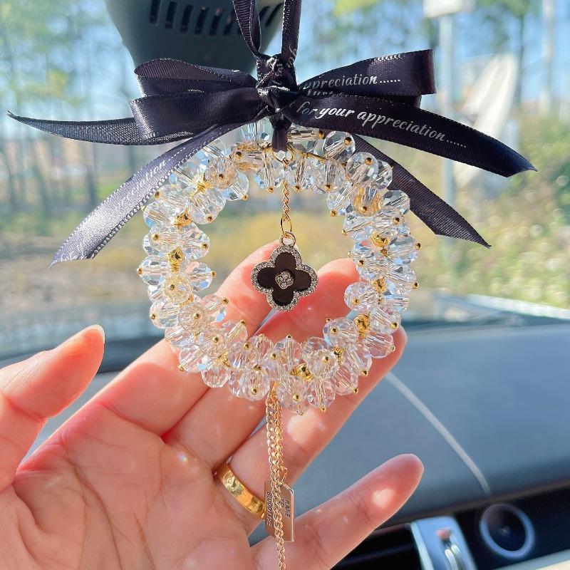 Women S Four Leaf Clover Rhinestone Crystal Car Pendant Interior Decoration