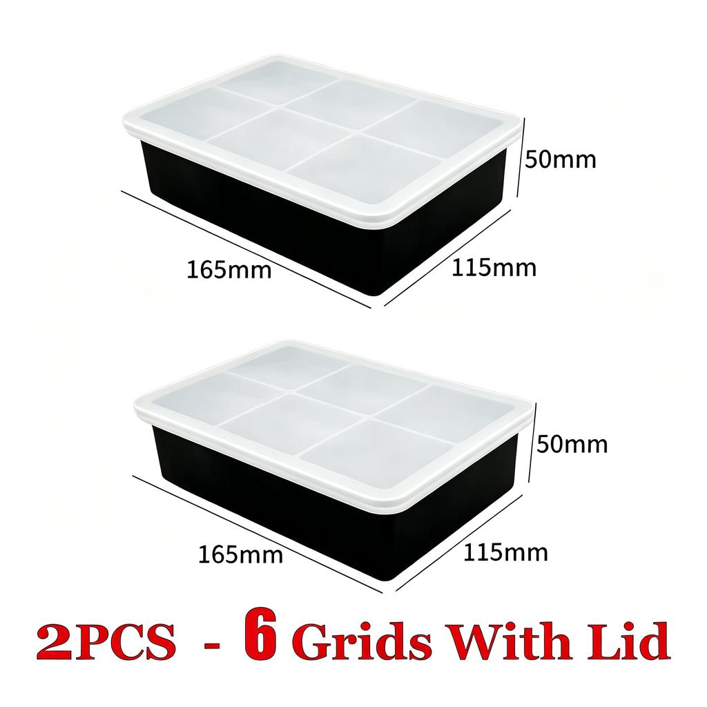 4/6/8/15 Grids Ice Cube Molds Food Grade Silicone Ice Cube Flexible Ice Molds with Lids Big Square Cubed Ice Trays for Whiskey