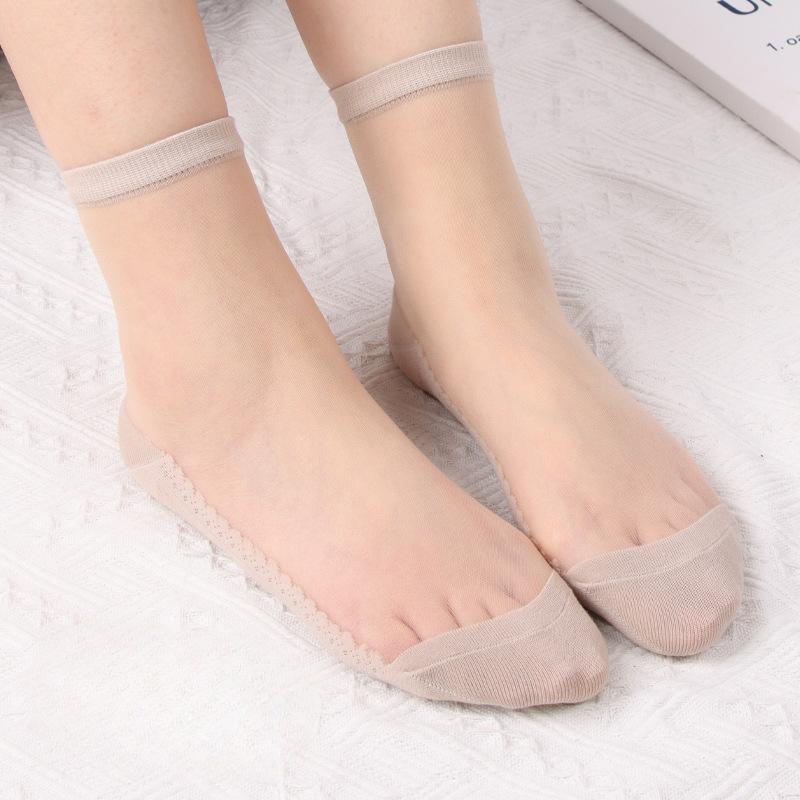 Female Summer New Pure Color Simple Breathable Crystal Stockings